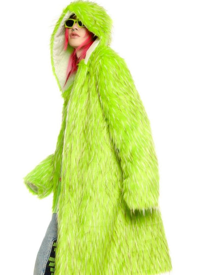 Fruit green hooded long coat and hat【s0000004456】