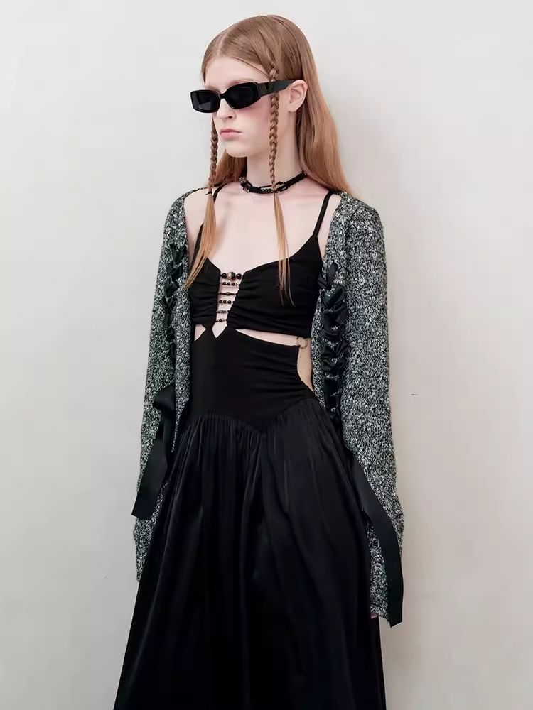 V-Neck Drawstring Knit Cardigan Jacket【s0000008182】