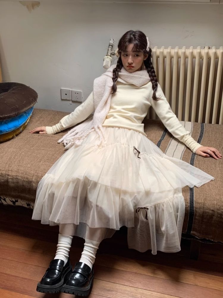 Bow Mesh Half Skirt【s0000005876】