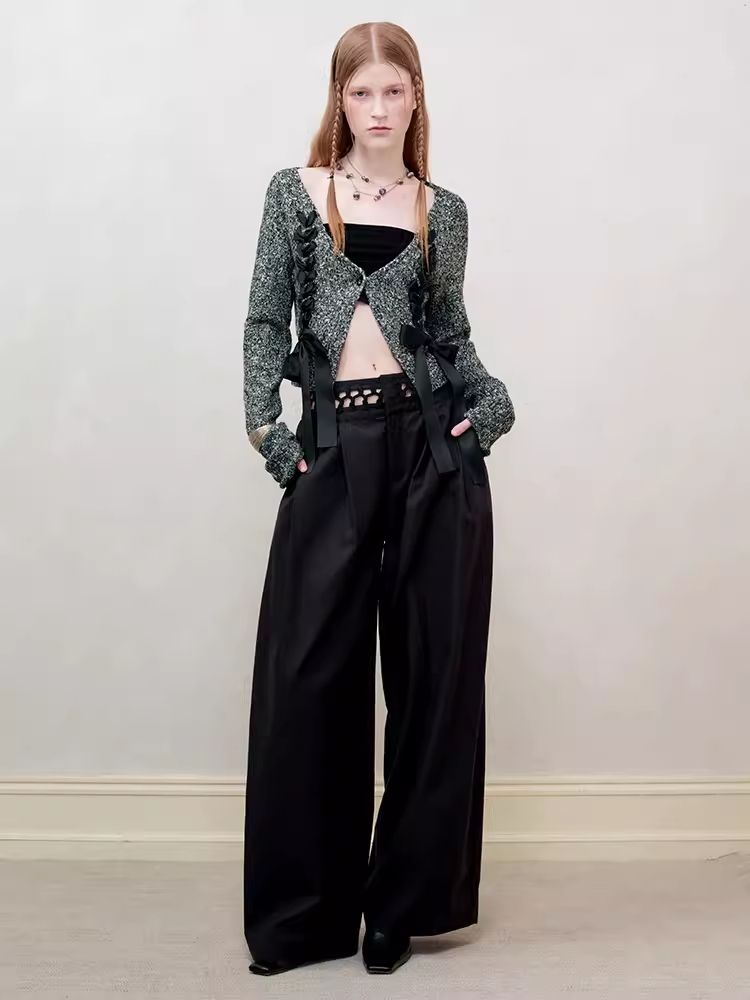 V-Neck Drawstring Knit Cardigan Jacket【s0000008182】