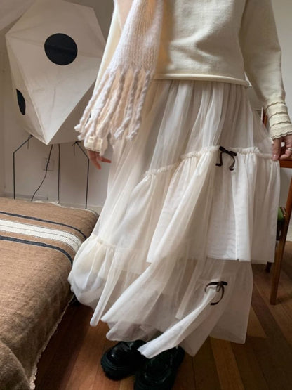 Bow Mesh Half Skirt【s0000005876】