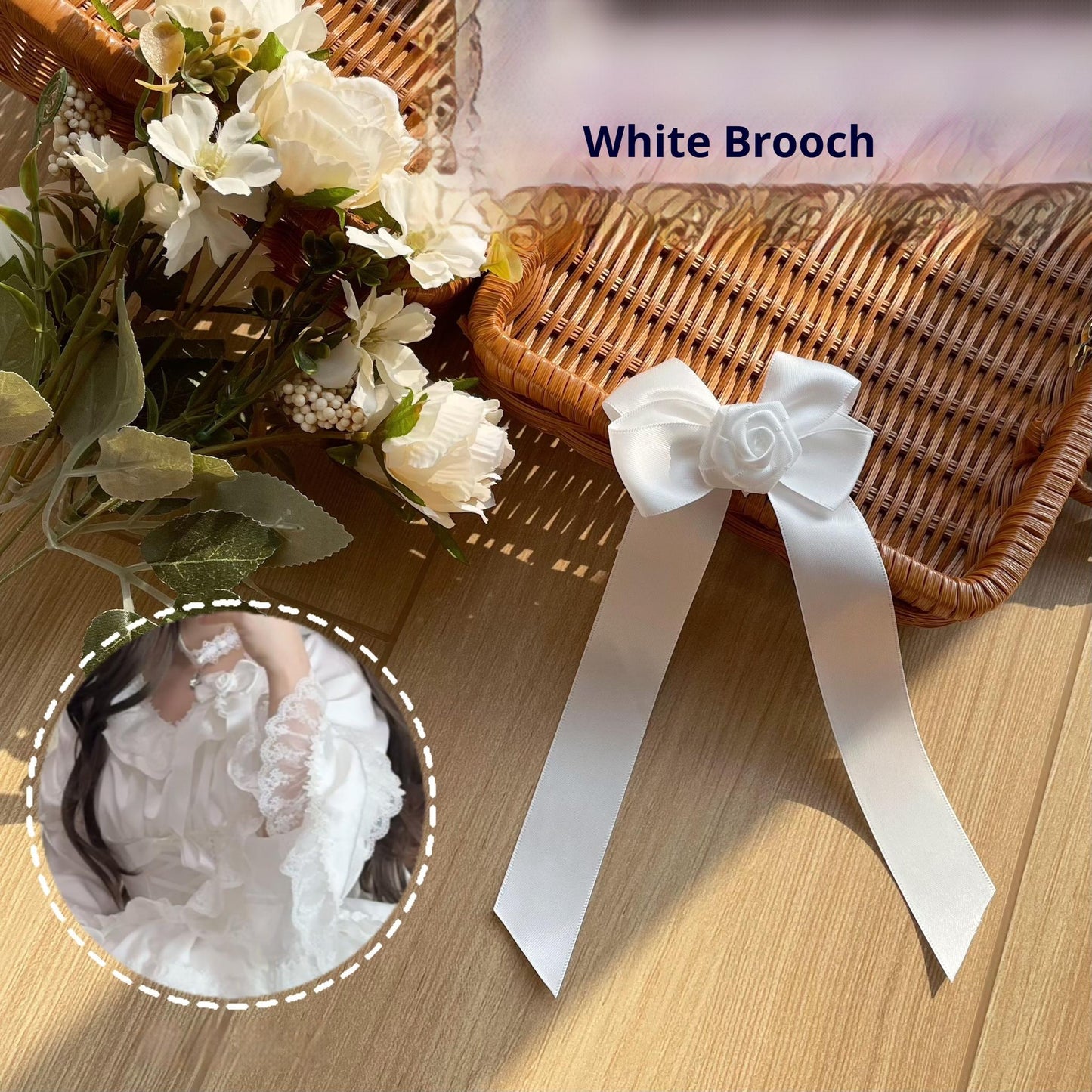 Uncle's Workshop - Stacked - Lolita Accessory Set Hairband Bow Trailing Brooch Choker