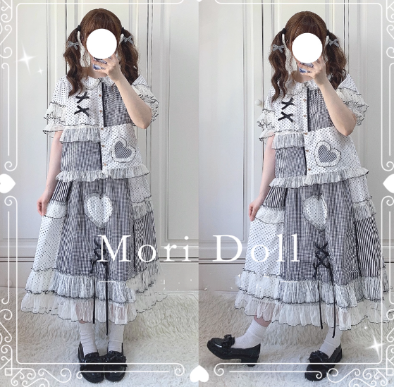 Mori Doll - Peach Tea - Sweet Lolita Dot and Stripe Print Skirt Multicolors