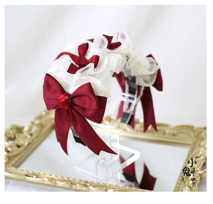 Xiaogui - Elegant Lolita Hairband Dark Red Headwear