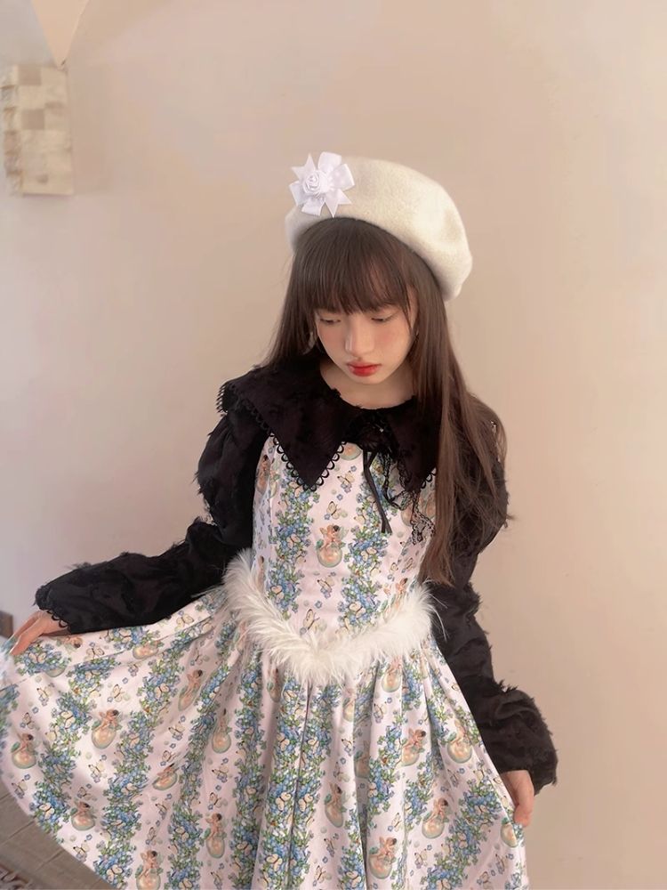 Loose Vintage Lace Bubble Long Sleeve Shirt【s0000004901】