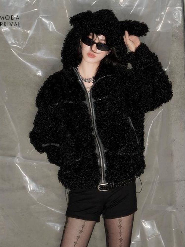 Rabbit Ears Antelope Roll Eco Fur Coat【s0000004851】