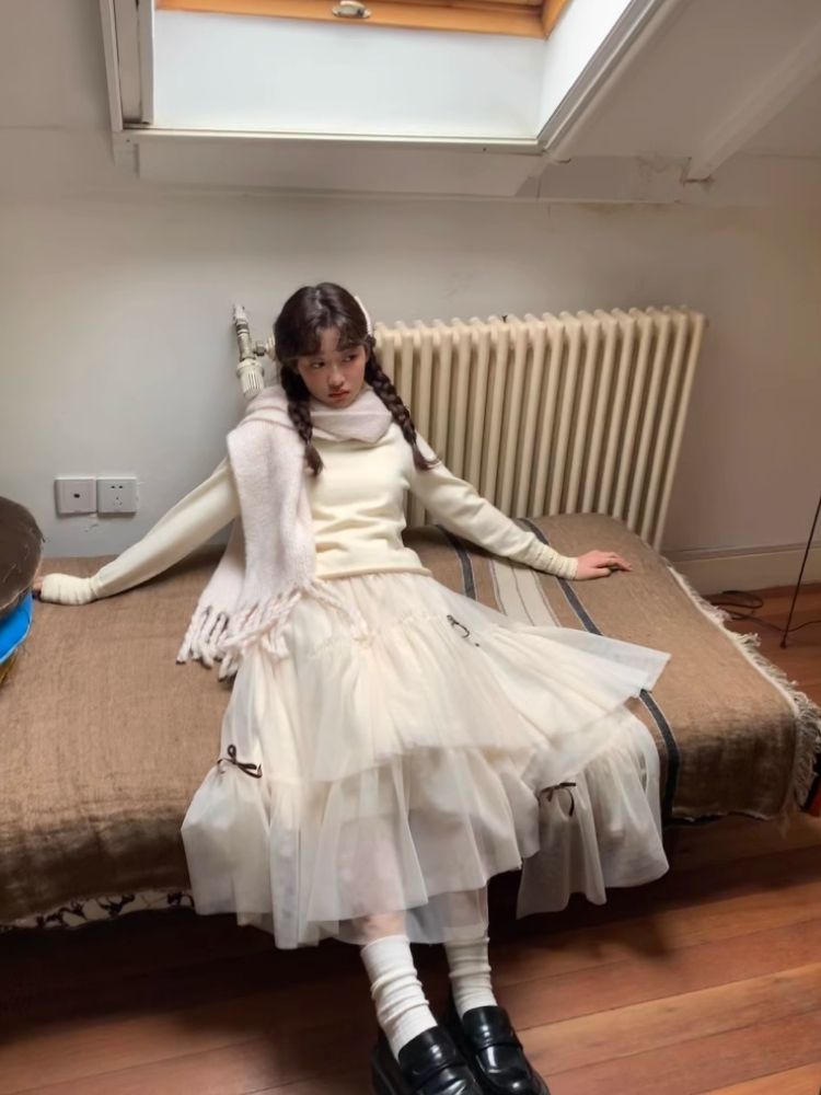 Bow Mesh Half Skirt【s0000005876】