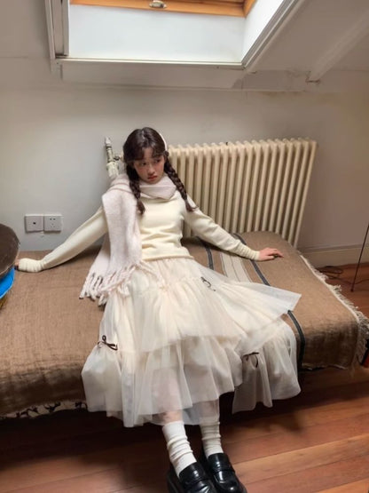 Bow Mesh Half Skirt【s0000005876】