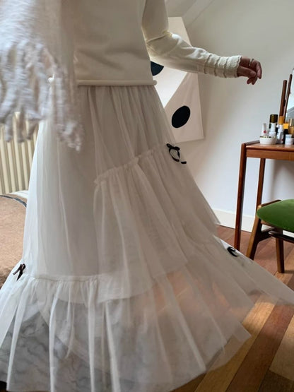 Bow Mesh Half Skirt【s0000005876】