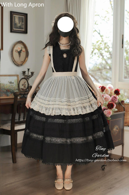 Tiny Garden - Spring Whisper - Solid Color Classic Lolita JSK Dress with Tulle Apron