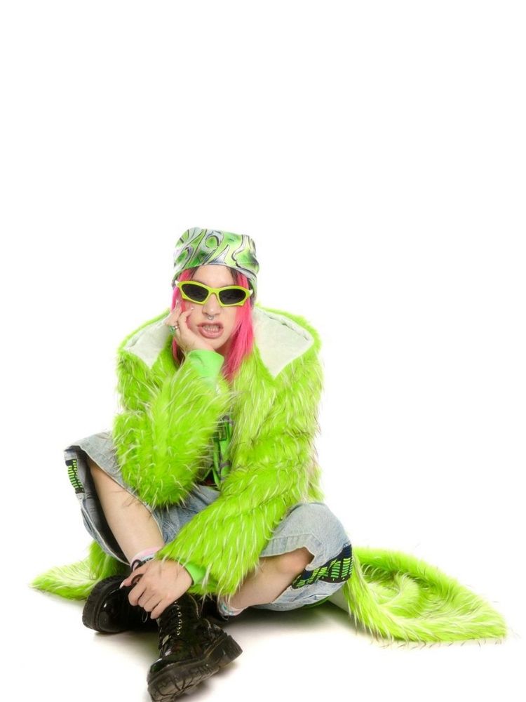 Fruit green hooded long coat and hat【s0000004456】