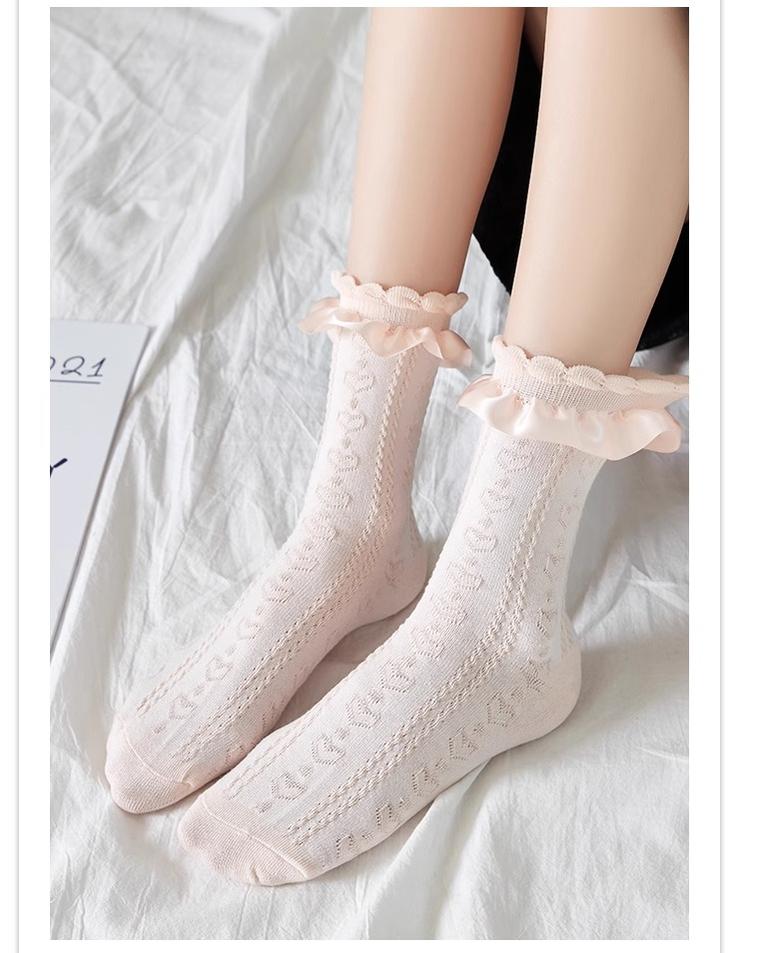 JingChi - Sweet Lolita Socks Women's Multicolor JK Mid-Calf Socks