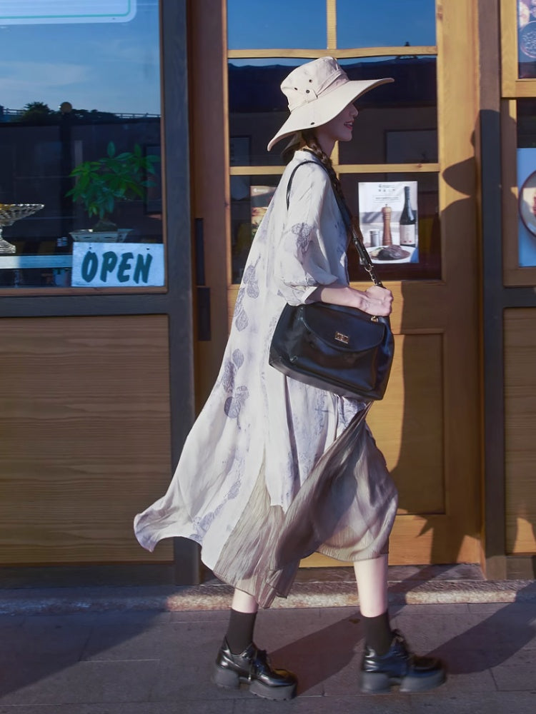 Chinese Style Art Printed Fishtail Swing Long Dress【s0000002981】