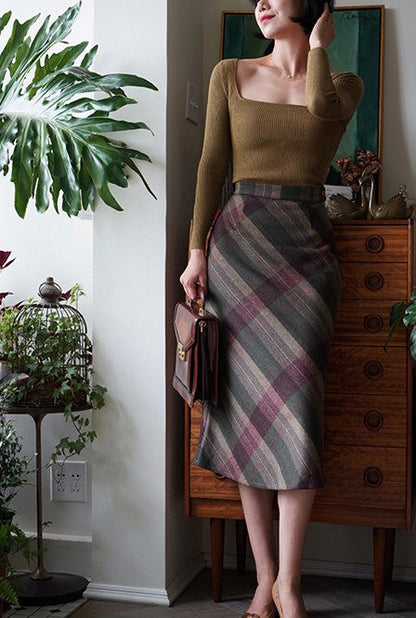 British plaid elegant skirt