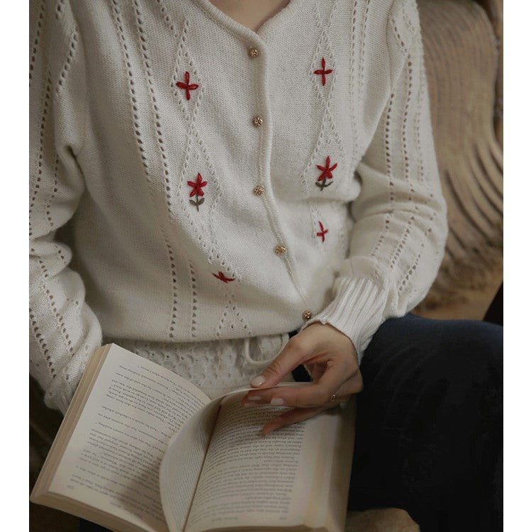 nordic girl embroidery cardigan