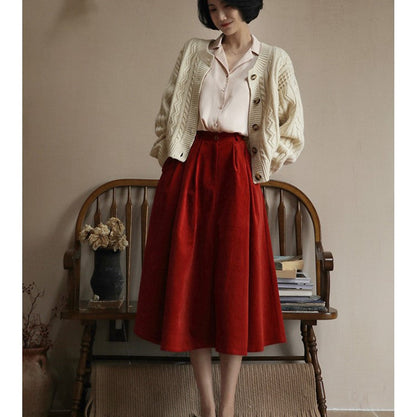 Crimson Lady Corduroy Umbrella Skirt