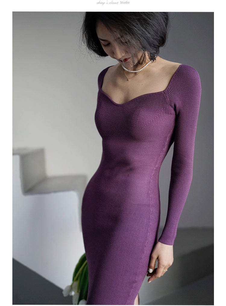 Lady's slim knit dress