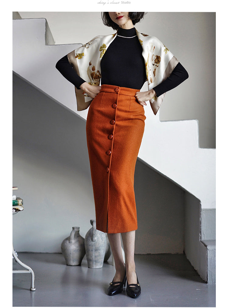 Classy retro lady jacket and pencil skirt