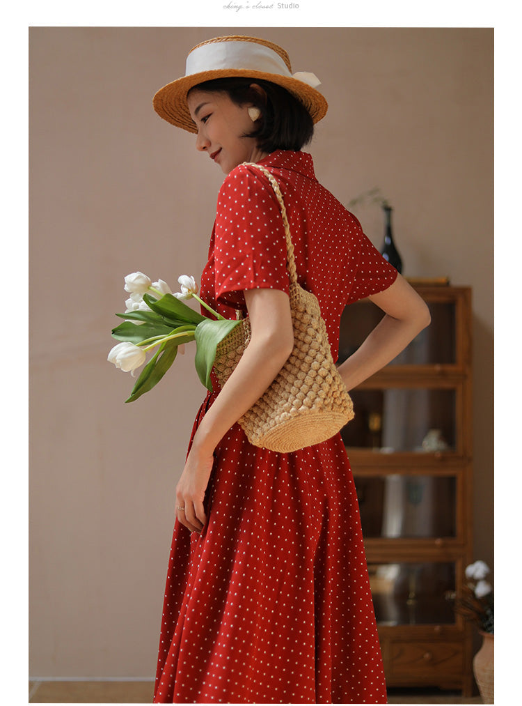 Red Polka Dot Pattern Retro Dress