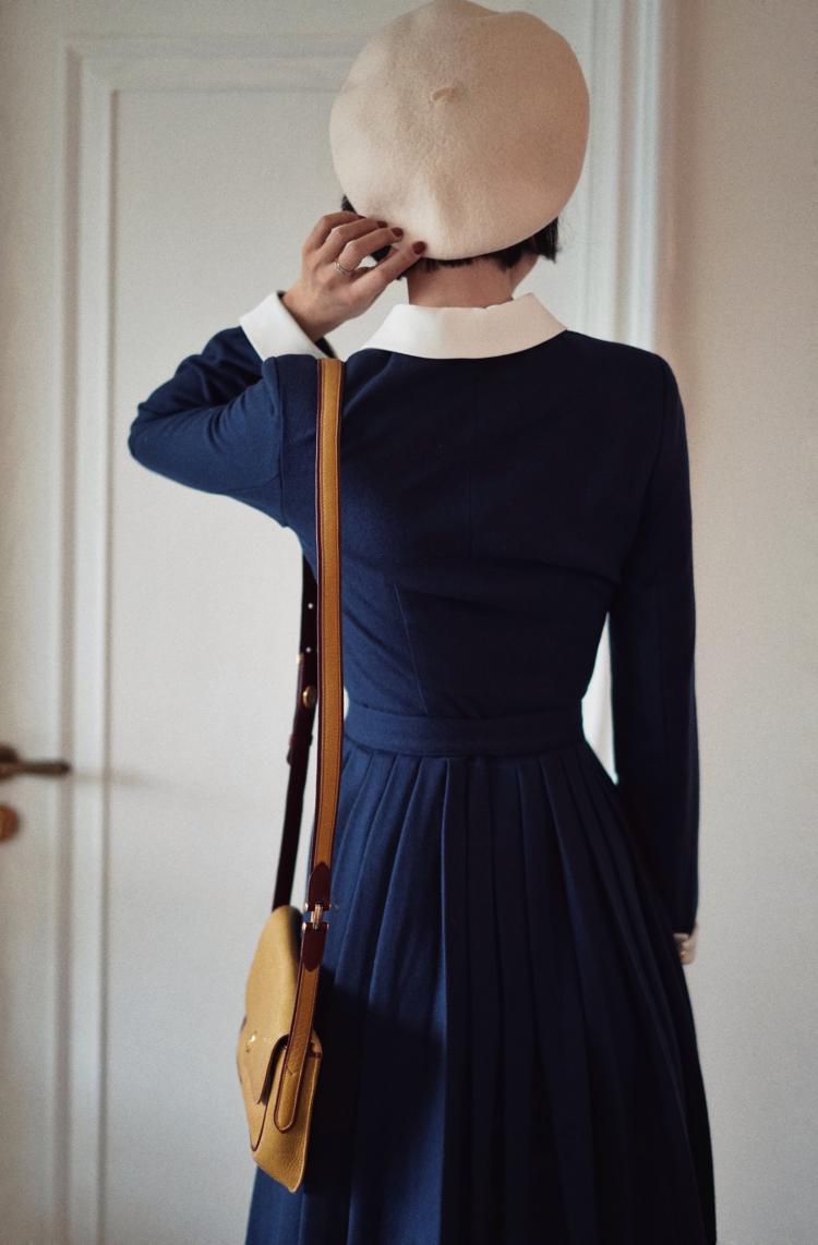 Navy blue classic dress