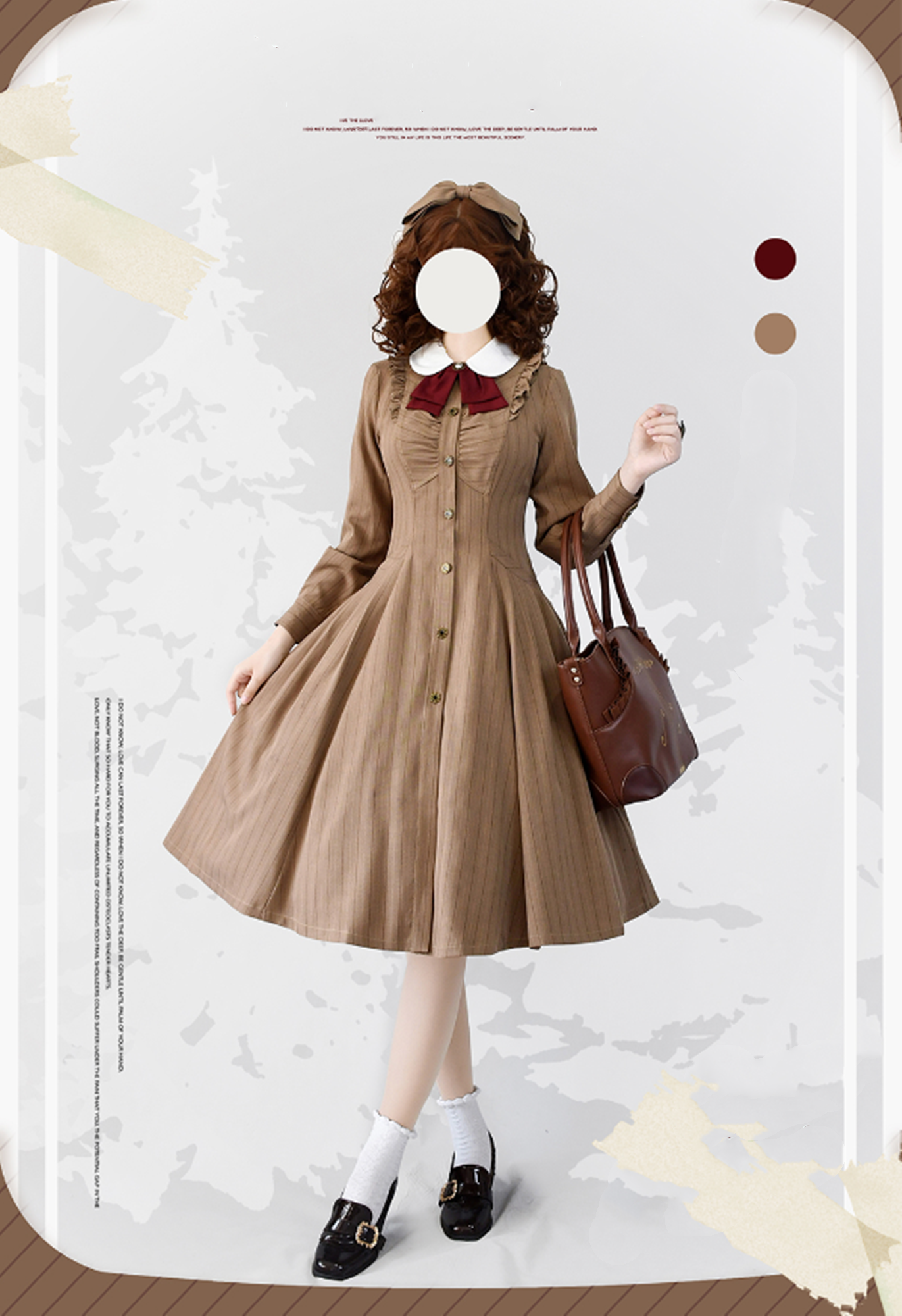 Forest Wardrobe - Winter Lolita Classic Front Open Stripe OP
