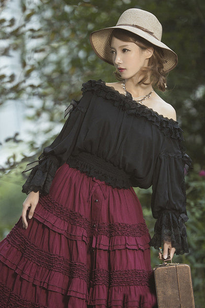 Boguta - Heidi Series - Classic Lace Puff Sleeves Blouse