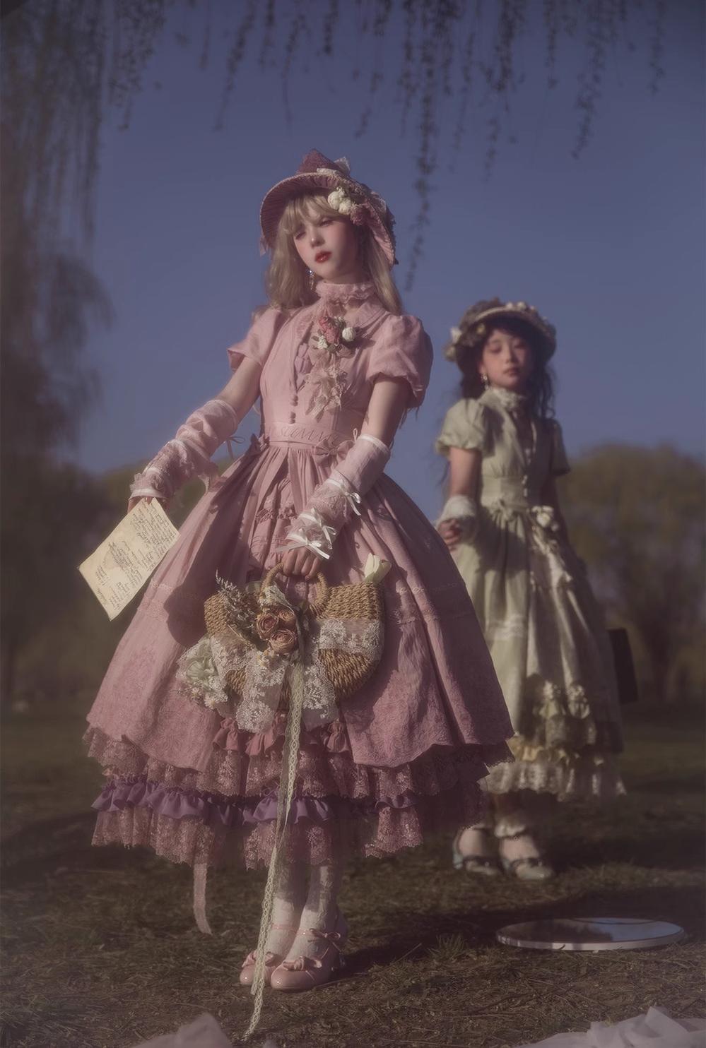 ZJstory - 14-line Poem Set - Classic Lolita Separate Dress Set Tiered Ruffles Skirt