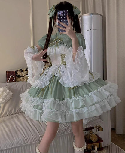 Daydream Whisper - Toting Basil - Plus Size Wedding Lolita Dress Green Bridal JSK
