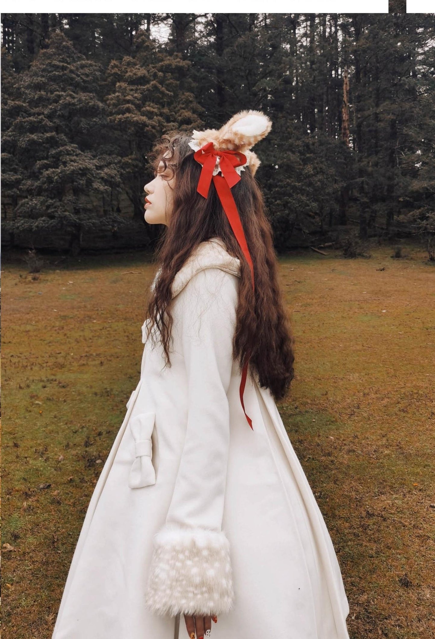 Unideer - Winter Lolita Coat Wool Bow Overcoat