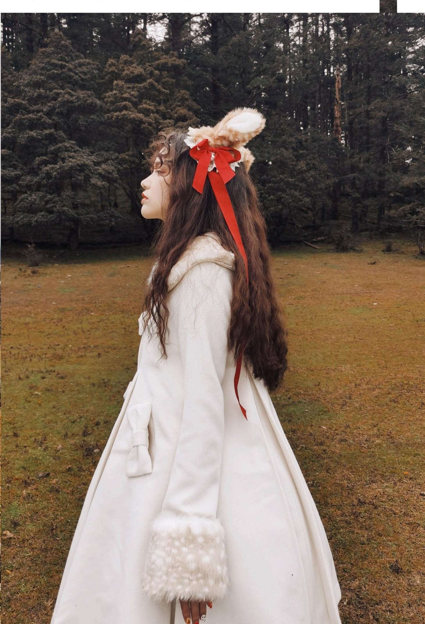 Unideer - Winter Lolita Coat Wool Bow Overcoat