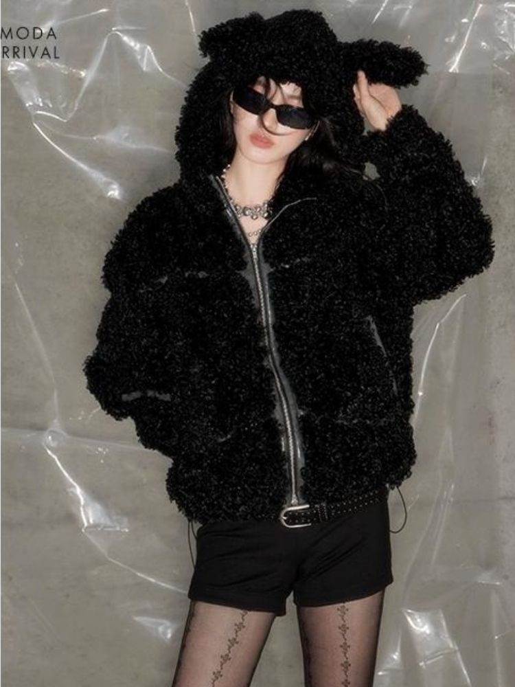 Rabbit Ears Antelope Roll Eco Fur Coat【s0000004851】