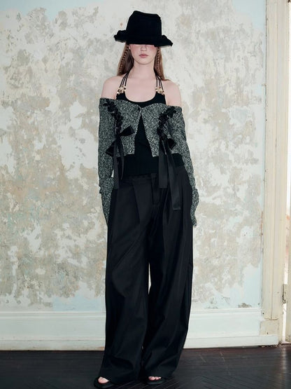 V-Neck Drawstring Knit Cardigan Jacket【s0000008182】