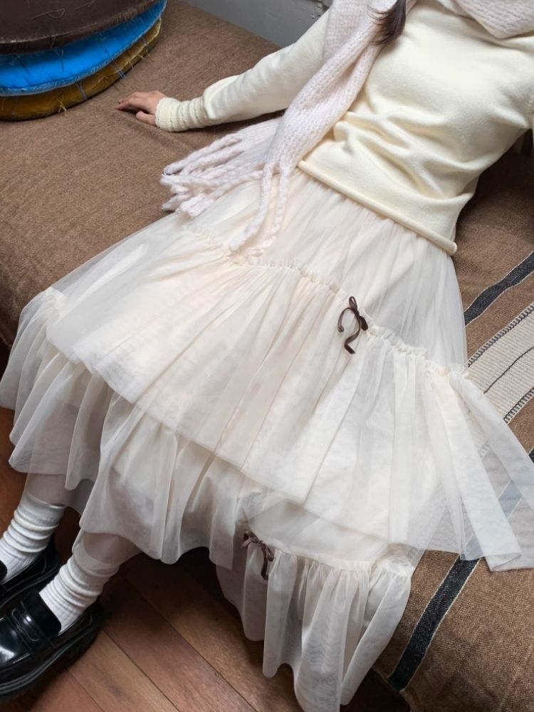 Bow Mesh Half Skirt【s0000005876】