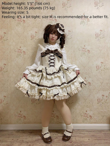 Chubby Cat Diary - Chocolate Layer Cake - Plus Size Cotton Lolita Jumper Dress