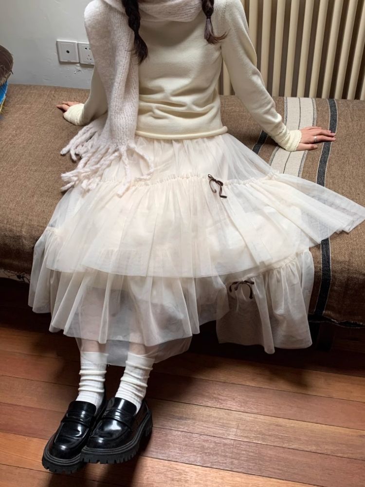 Bow Mesh Half Skirt【s0000005876】
