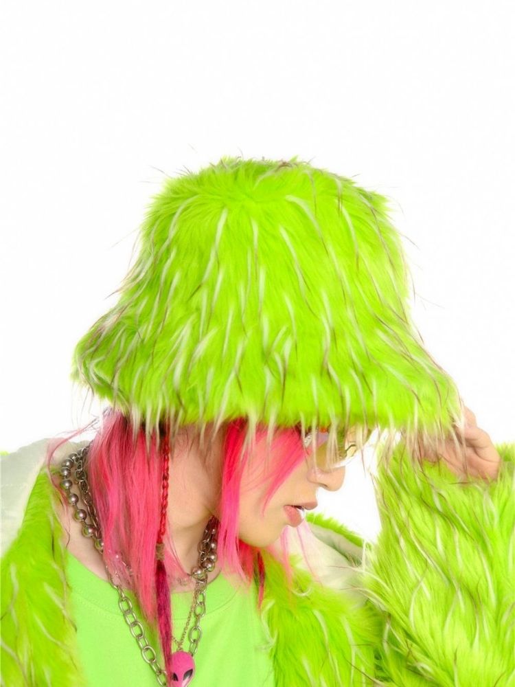 Fruit green hooded long coat and hat【s0000004456】