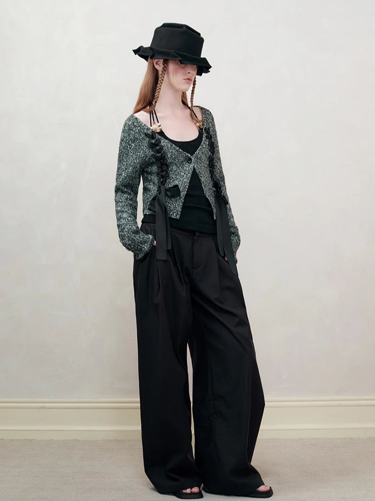 V-Neck Drawstring Knit Cardigan Jacket【s0000008182】