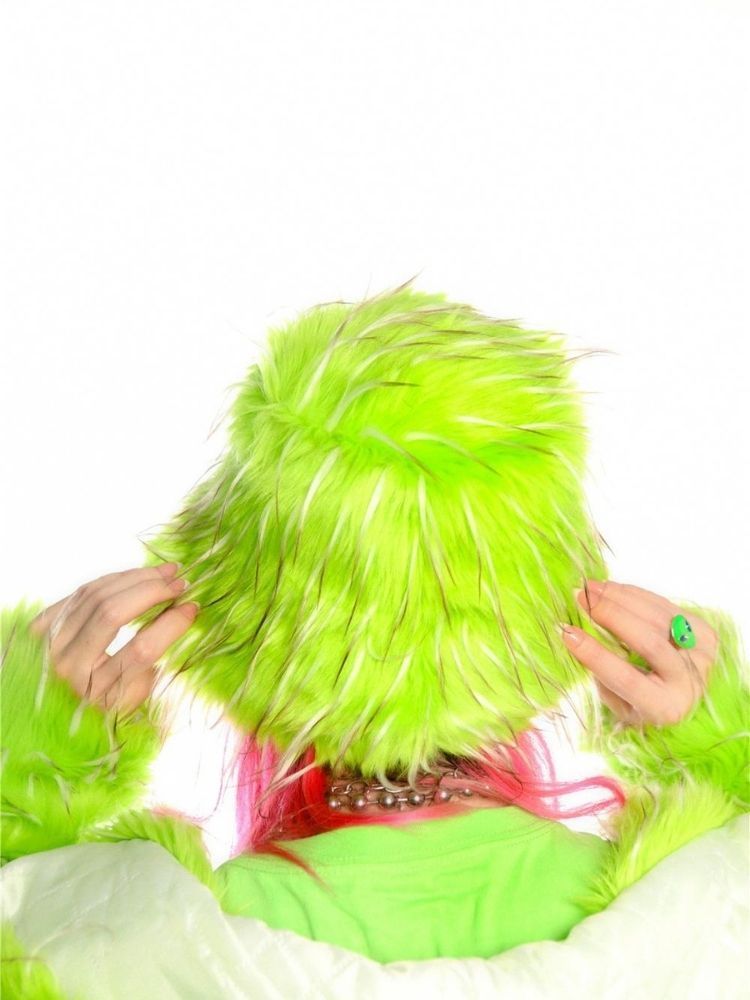 Fruit green hooded long coat and hat【s0000004456】