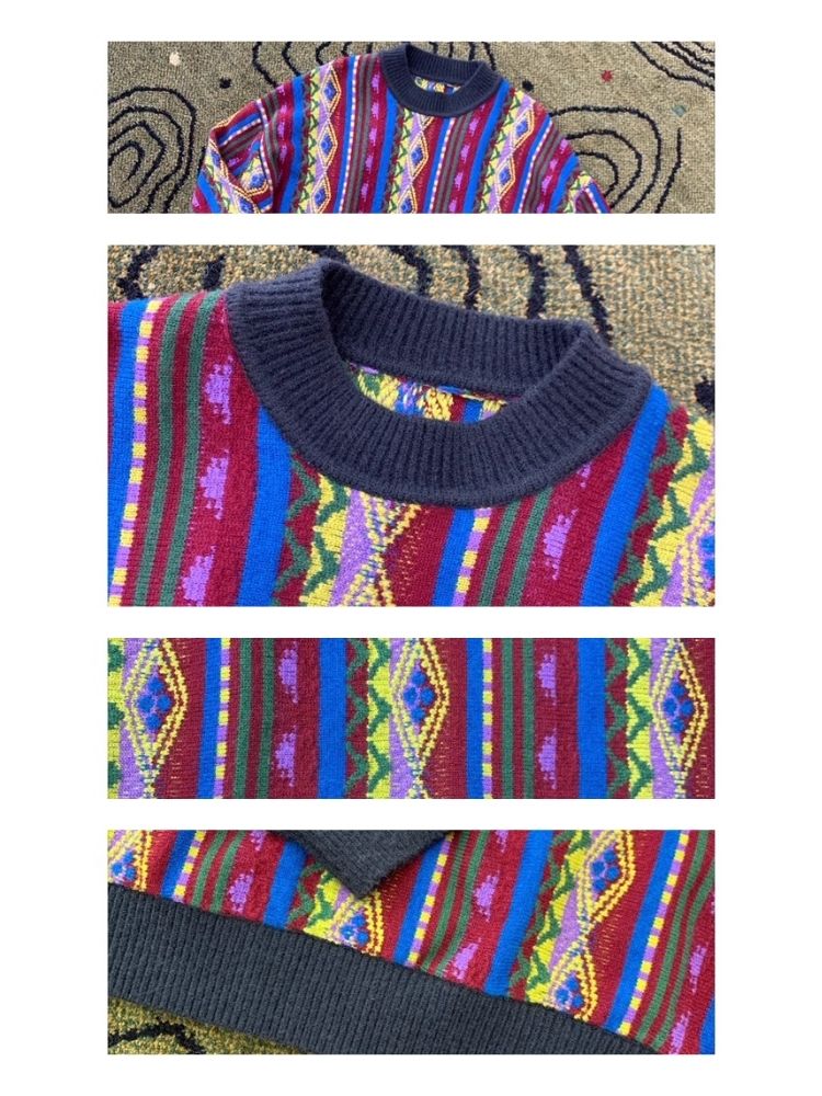 Vintage Jacquard Loose Sweater【s0000005133】