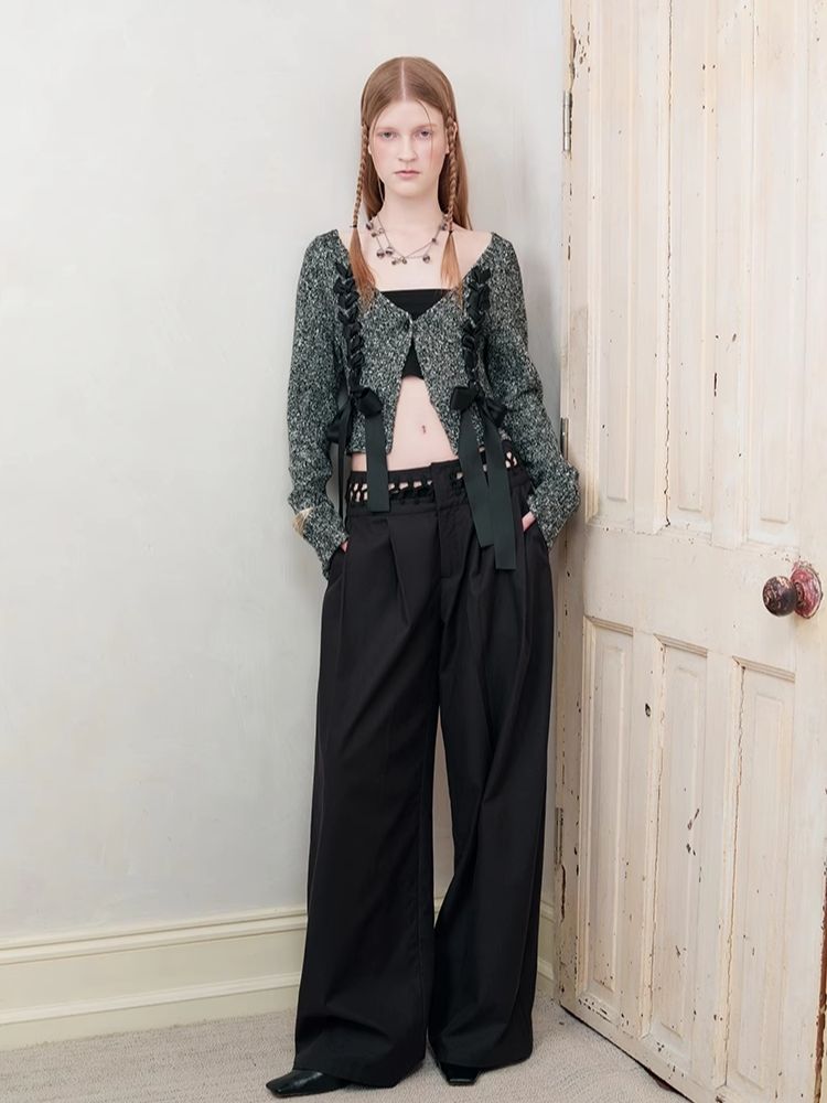 V-Neck Drawstring Knit Cardigan Jacket【s0000008182】