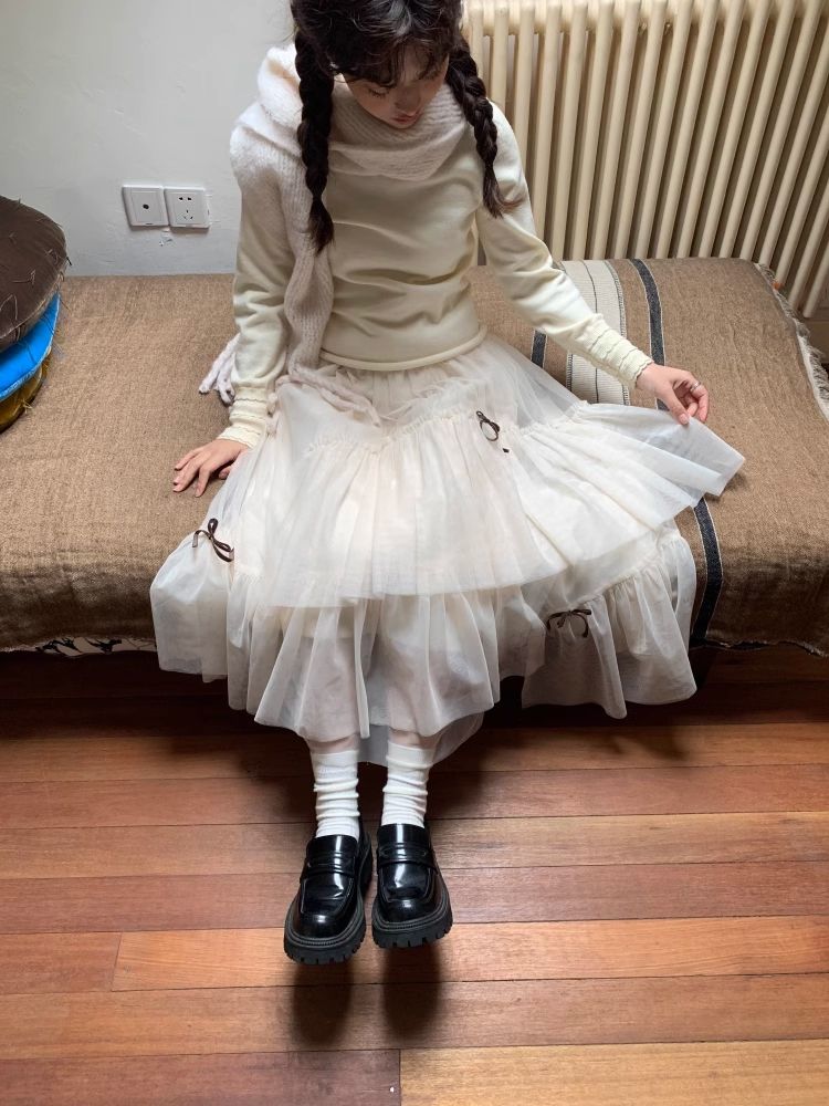 Bow Mesh Half Skirt【s0000005876】