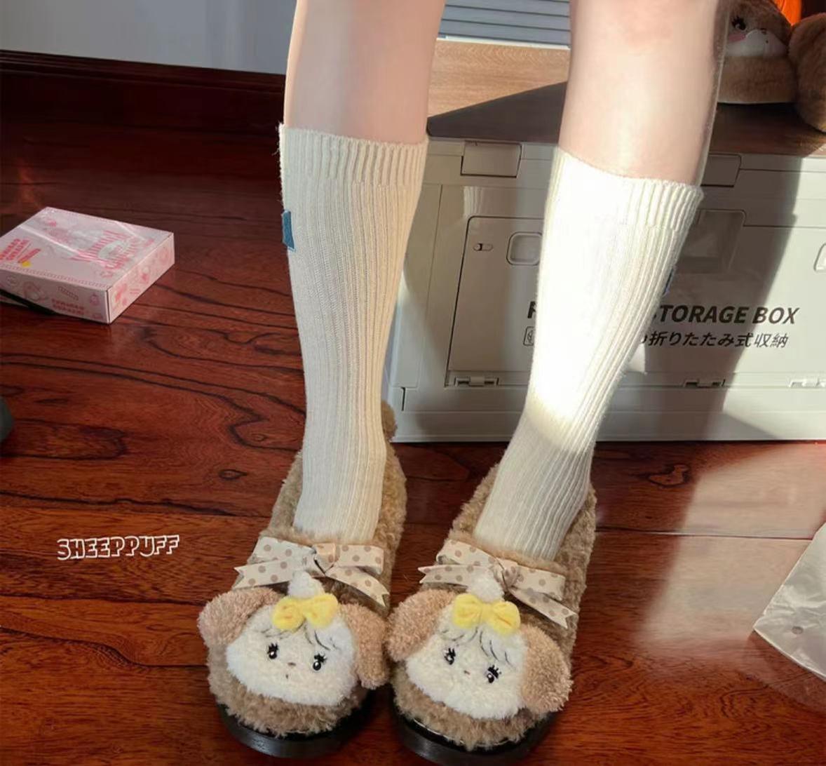 Sheep Puff - Mikko Rolled - Winter Lolita Shoes Warm Fleece Shoes
