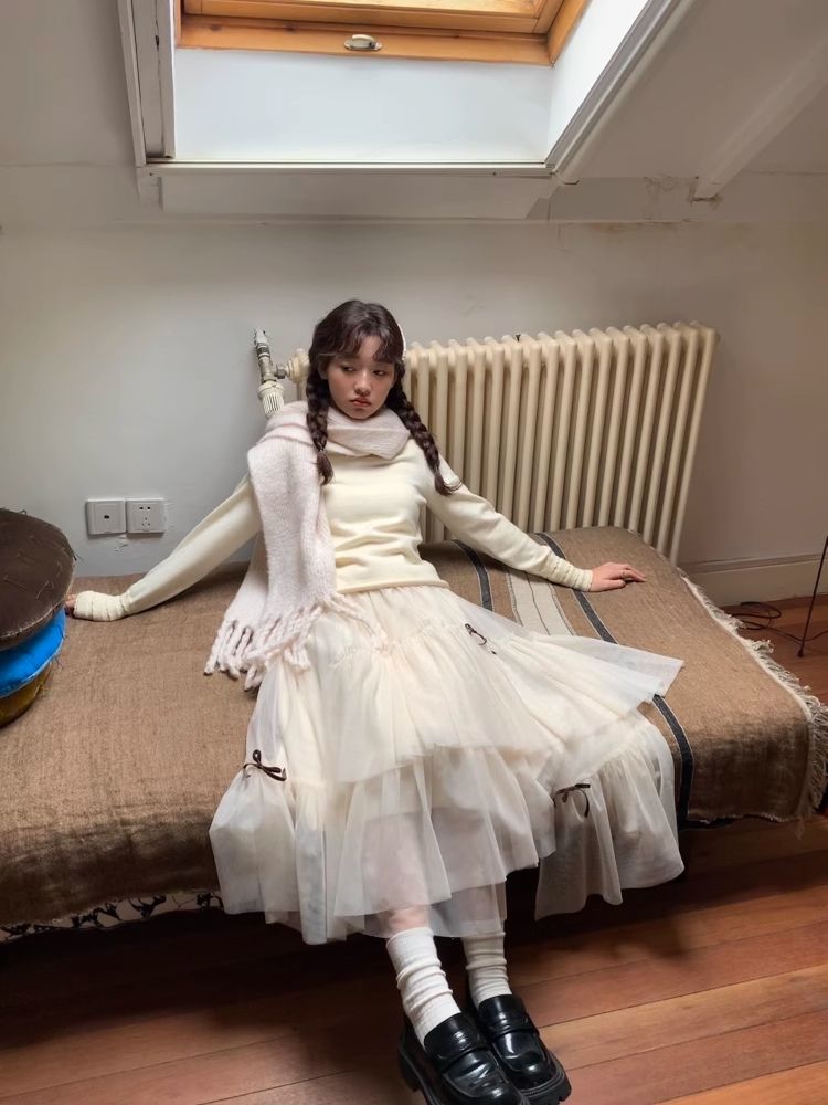 Bow Mesh Half Skirt【s0000005876】