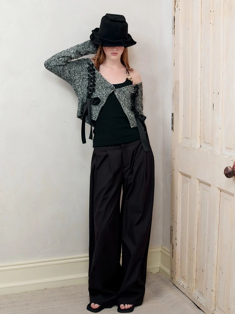 V-Neck Drawstring Knit Cardigan Jacket【s0000008182】