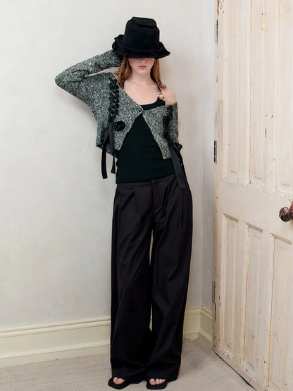 V-Neck Drawstring Knit Cardigan Jacket【s0000008182】