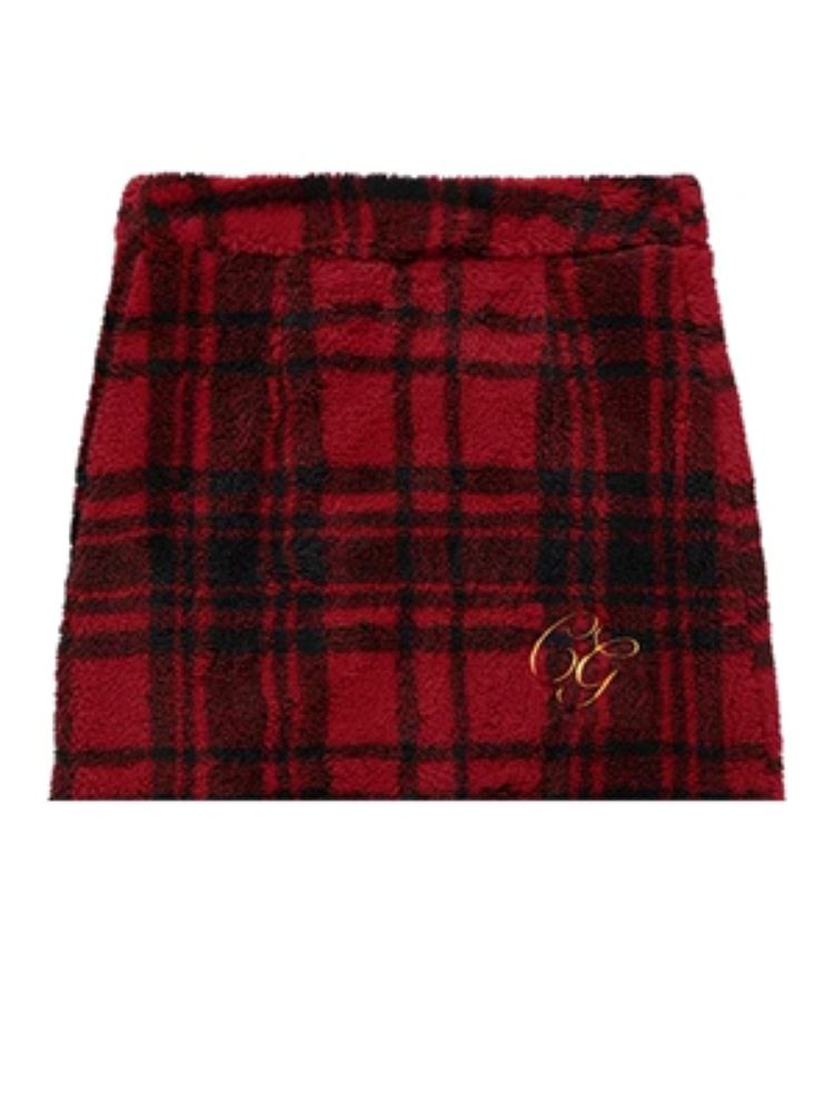 Shaker Color Plaid Red Plaid Half Skirt【s0000004964】