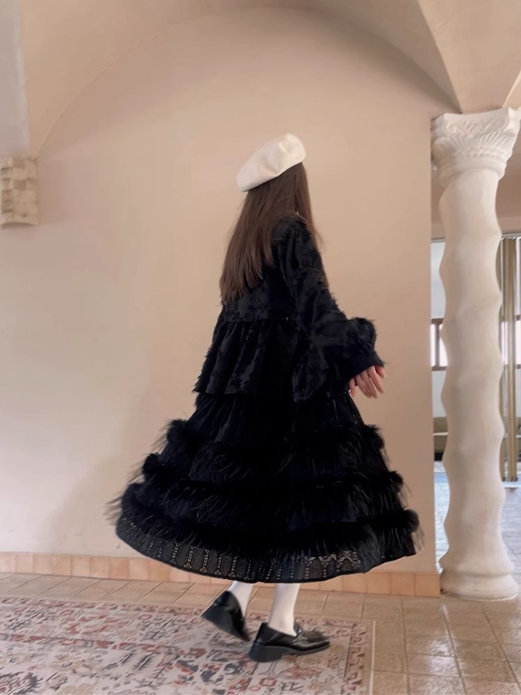 Loose Vintage Lace Bubble Long Sleeve Shirt【s0000004901】