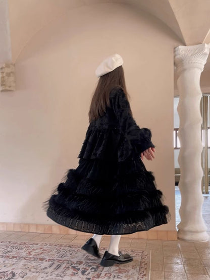 Loose Vintage Lace Bubble Long Sleeve Shirt【s0000004901】