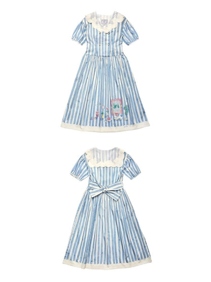 Genesis Blue and White Striped Dress【s0000006938】