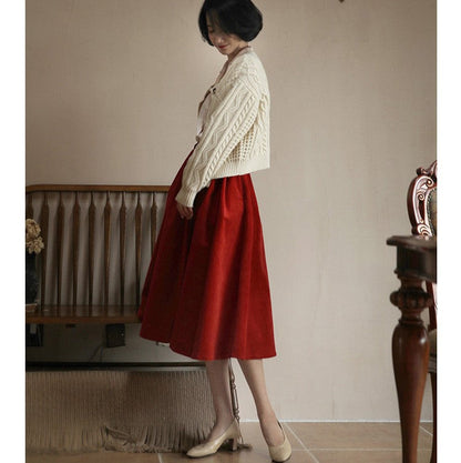 Crimson Lady Corduroy Umbrella Skirt